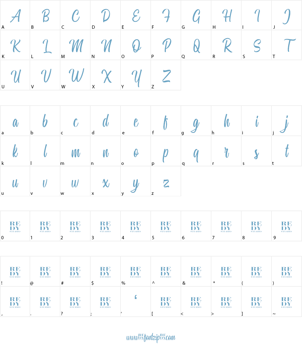 Miguela Script Font Character